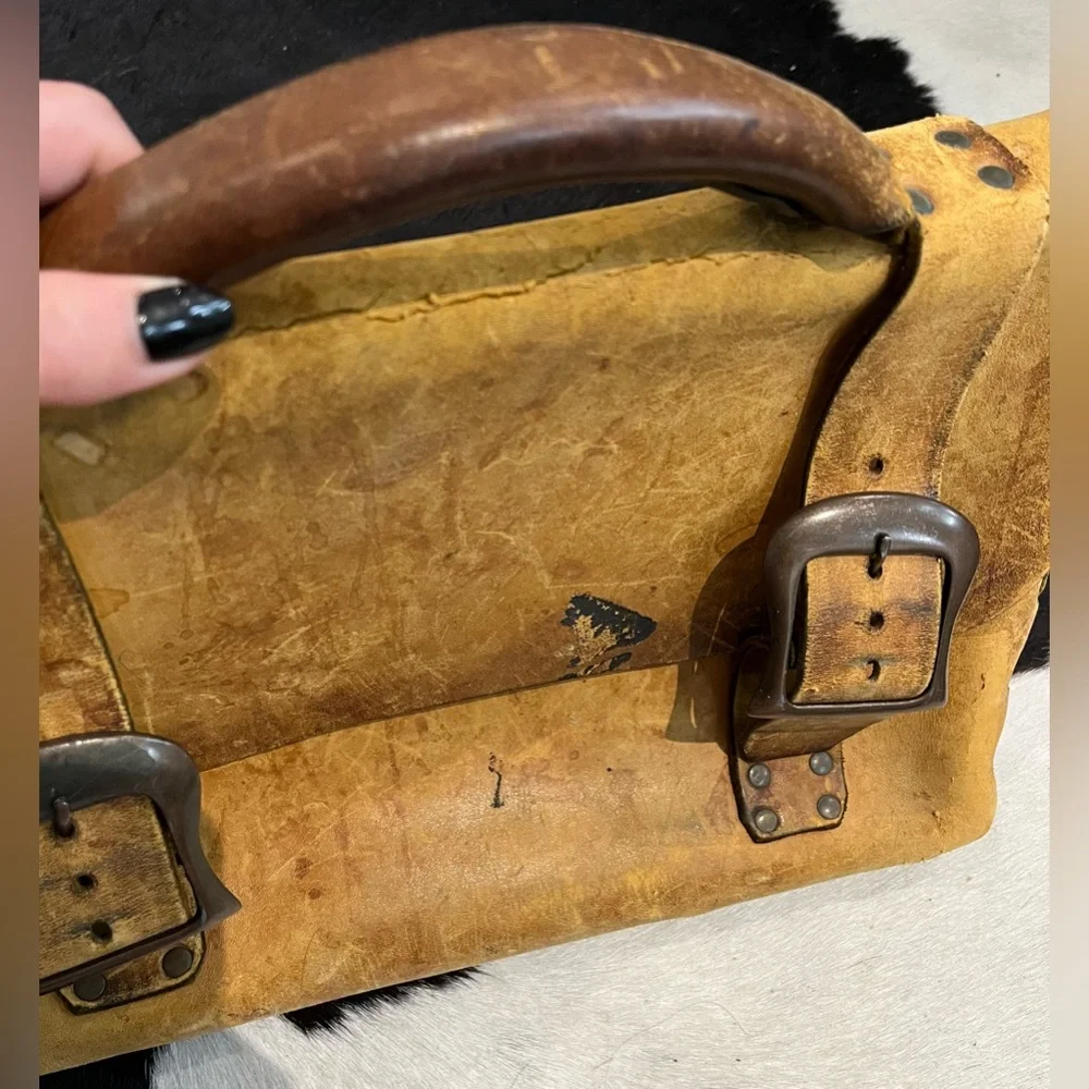 VINTAGE Yellow Leather Briefcase